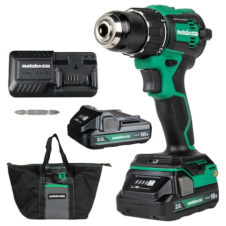 Metabo Hpt 18V MV Cordless Brushless Driver Drill Kit 2 x 2.0Ah w/Bag DS18DEXM